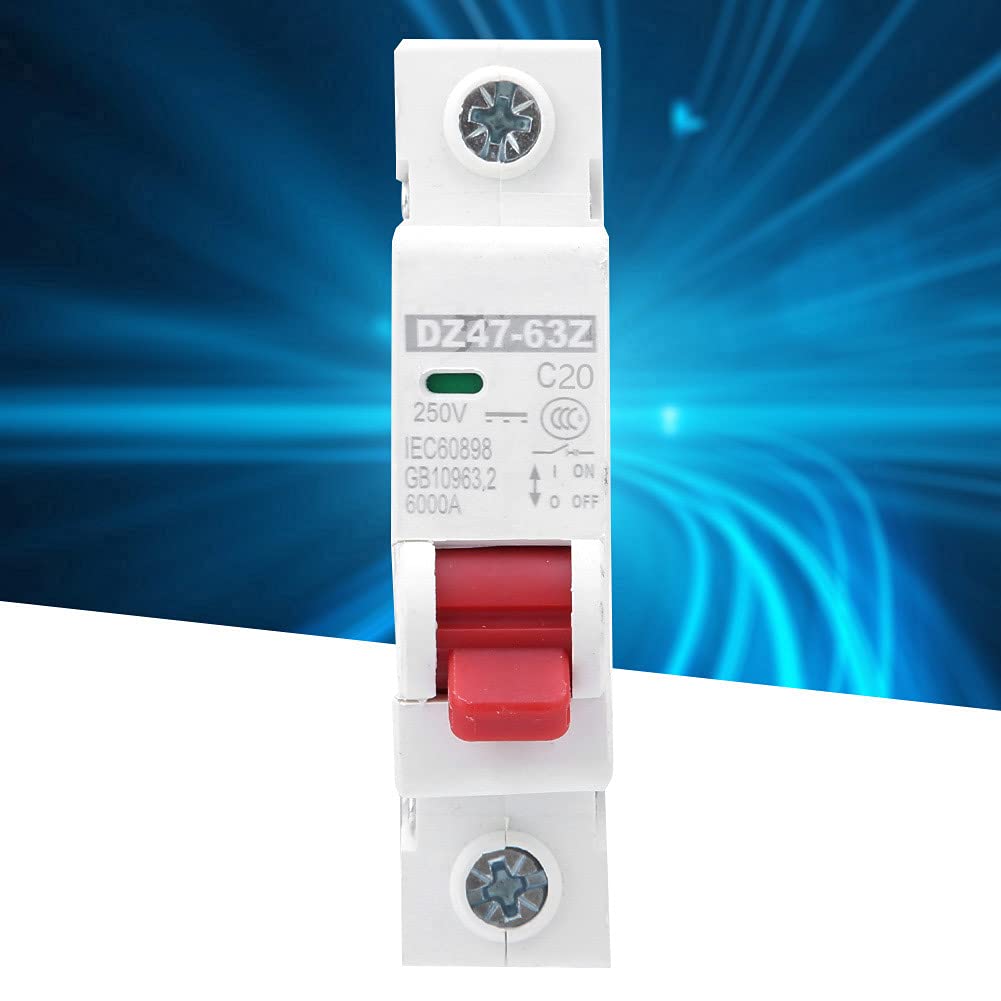 12 sztuk DZ47-63Z DC250V 1P MCB, miniaturowy wyłącznik nadprądowy do systemów fotowoltaicznych, przełącznik powietrza prądu stałego ze srebrnymi stykami i montażem szynowym (20A)