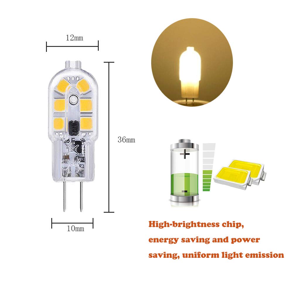 Żarówki ledowe 6 szt. Żarówek LED G4 2 W, bez możliwości ściemniania, ciepły biały 3000 K 200 lumenów AC/DC 12 V, 360 stopni, przezroczysta osłona z PVC