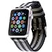 Produktbild LOJI Premium Ersatzarmband kompatibel mit Allen Apple Watch Modellen inkl. Edelstahl-Adapter (44/42mm Bond Schwarz-Grau mit silbernem Adapter)