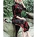 BooW Women's Elegant Velvet Cheongsam Qipao Dress Chinese Mandarin Collar Side Slit Maxi Dress (909# Black×Red, Medium)