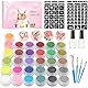 Kievano Glitzer Tattoo Set Kinder – 31 Farben Diamant-Glitter, 243 Schablonen, 2 Hautfreundliche Kleber, 1 Pinsel – Temporäre, Wasserfeste Tattoos für Geburtstag, Karneval, Weihnachten
