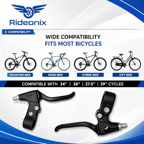 Image of Aluminium Bicycle Brake Lever Set | Durable Black Disc & Power Brake Clutch /Lever for All Cycles | Universal Cycle Brake Handle Set for MTB, Road & Kids Bicycles