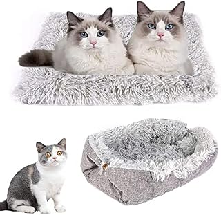 2 in 1 bed for cat Fluffy Plush Cat Mat Pet Bed Pad Pet Bed for kitten Small Dogs Cat mattress dog bed autumn and winter Pet bed fluffy cat sofa Washable cat blanket for Indoor Warm Cat Cushion Bed