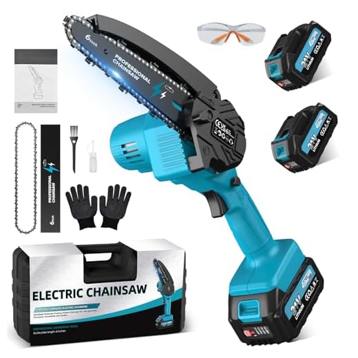 Mini Motosega a Batteria per Potatura con 2x4000mAh Batterie, 6 Pollici Motosega Elettrica con Catena di Ricambio e Pompetta Olio, Sega a Batteria per Potatura per il Taglio del Legno Giardini