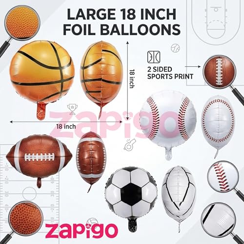 Image of Balloonistics Sports Basketball Football Ball Theme Happy Birthday Balloon Bouquet Pack Of 5