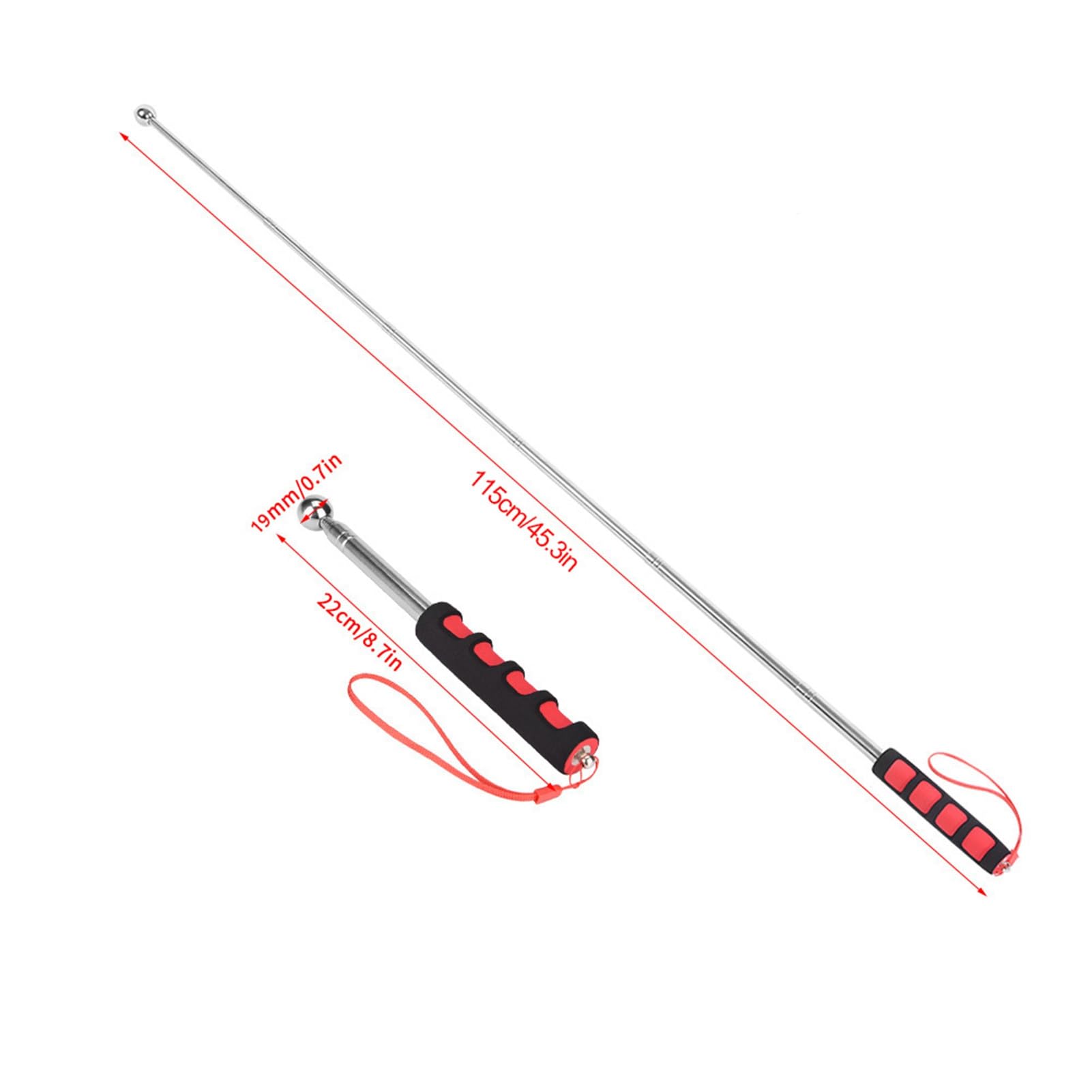 115cm Hollowing Drum Hammer Sound Detection Folding Stick Thickened Telescopic Rod for House Decoration Inspection,Tour Guides,Teaching Presentations