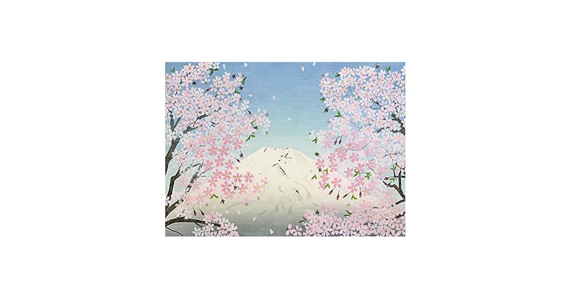 中島千波　「梅花富士」　木版画　直筆サイン・落款・エディション・作品証明シール有 中島千波 「梅花富士」 木版画 直筆サイン・落款・エディション