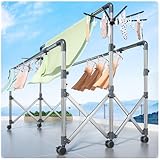 MeLtor Wäscheständer Ausziehbar mit Rollen, Platzsparender, Großer Wäscheständer mit...
