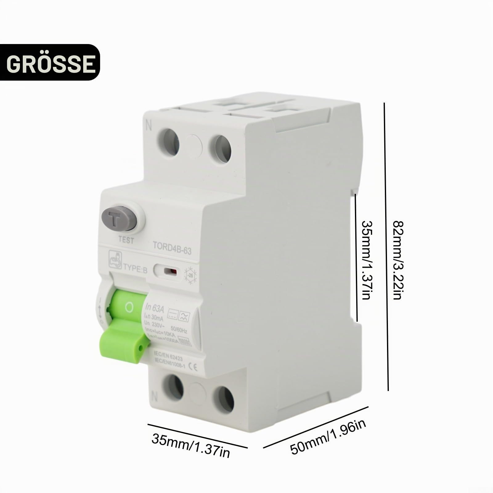 Zuverlässiger Typ B Leitungsschutzschalter RCD DC Elektrisch 2P 63A 30MA Ausschaltleistung Typ B RCD Leitungsschutzschalter für schwere elektrische Lasten