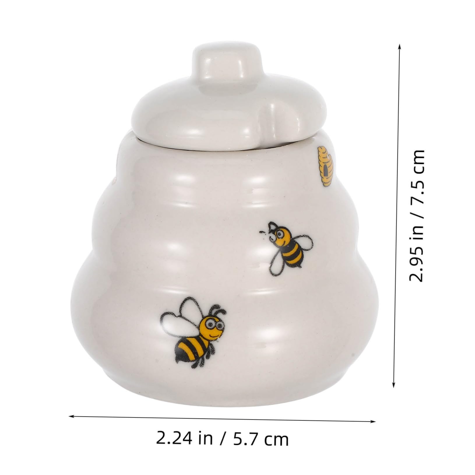 OFFSCH Unique Bee Pattern Porcelain Honey Jar Ceramic Condiment Pot for Wedding Present Honey Bee Pot with Lid