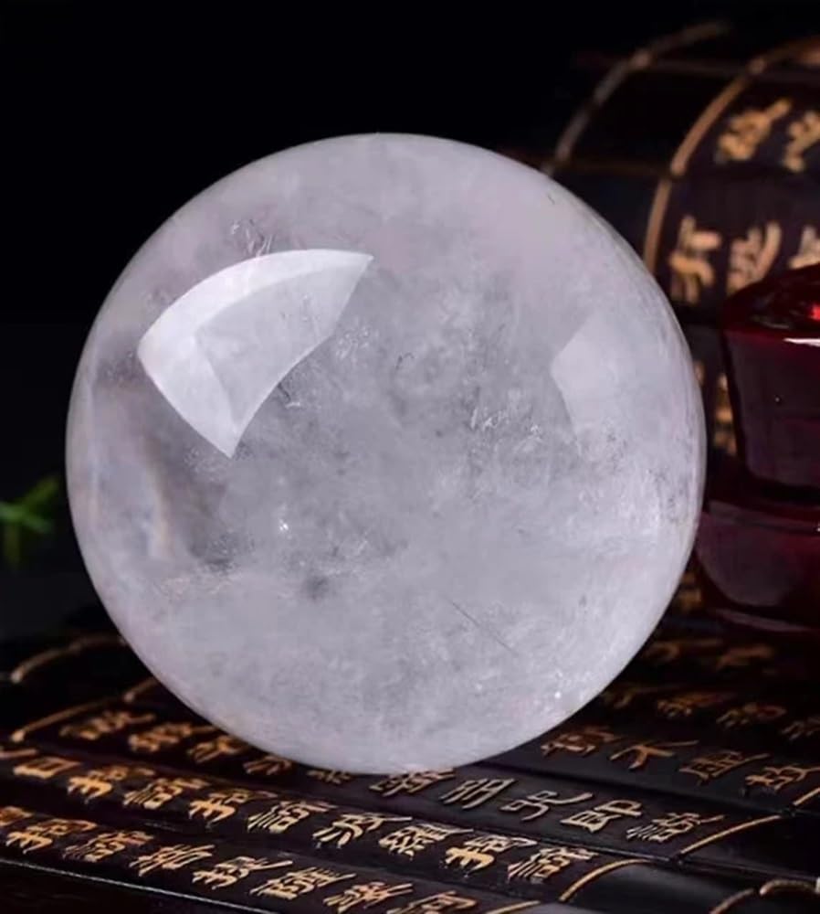 SSOPTMCB Stone Transparent White Crystal Ball Quartz Home Office Decorative(Color:White,Size:800-900g) Gemstone Stone
