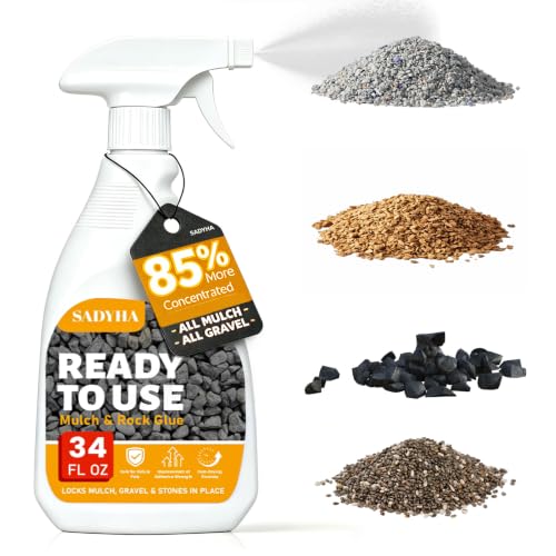 34oz Ready-to-Use Landscape Rock Glue with Sprayer, Weather Resistant Stone Stabilizer, Fast Drying Clear Binder for Pea Gravel, Mulch, Small Stone & Outdoor Landscaping (1pcs)