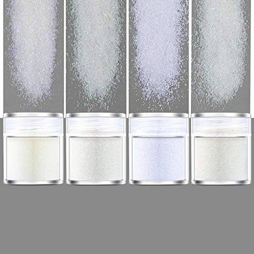 4 colores de purpurina cosmética Festival Polvo Lentejuelas Artesanía Glitter para Artes Cara Cabello Cuerpo Uñas Decoración Resina Pigmento epoxi Blanco para Resina