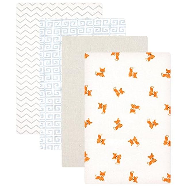 Luvable Friends Unisex Baby Cotton Flannel Receiving Blankets, Basic Elephant 4-Pack, One Size