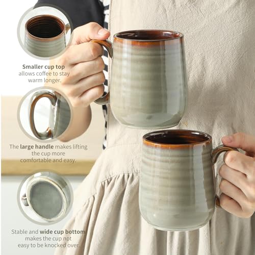 Hasense-Coffee-Mugs-Set-of-4-15-OZ-Ceramic-Coffee-Cups-Set-Porcelain-Latte-Cups-for-Tea-Milk-Hot-Chocolate-Large-Coffee-Mugs-Microwavable-Dishwasher-Safe-Grey-Brown Hasense Coffee Mugs Set of 4 15 OZ Ceramic Coffee Cups Set Porcelain Latte Cups for Tea Milk Hot Chocolate Large Coffee Mugs Microwavable Dishwasher Safe Grey Brown