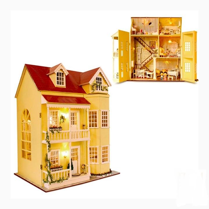 Houten Poppenhuis 3 met Meubels