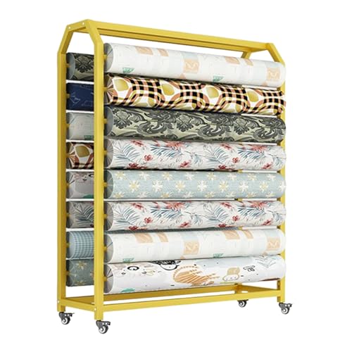 Carrito grande de tela con barra ajustable para colgar para almacenamiento de rollos de vinilo, nizer comercial para película que cambia de color, mantel, envoltorio, carrito móvil para coche de 180