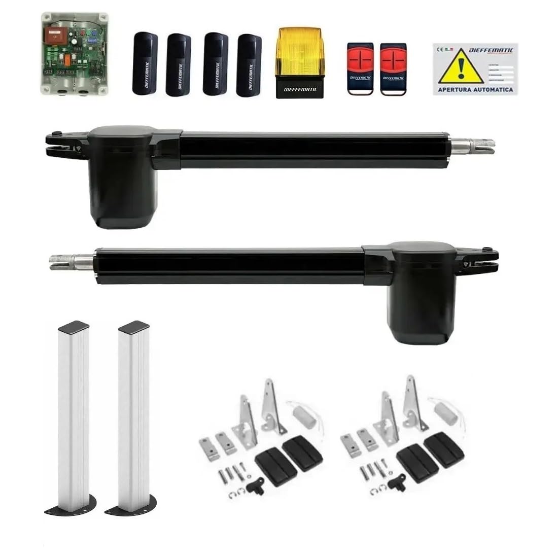 Dieffematic BHE corsa 400 Kit Automazione Cancello Battente 2 Ante - Fino a 2.5m 200kg - 230V con Colonnine