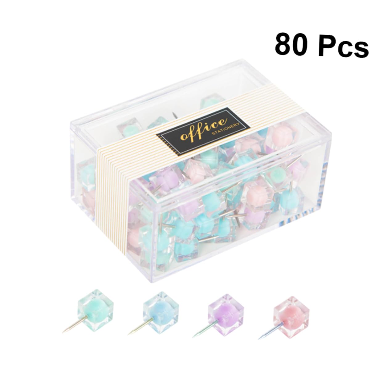 ARTIBETTER 3 Series Push Pins Coloridos para Oficina Y Manualidades Chinchetas De Mezclados para Tableros Y Paredes con Seguridad 80 Piezas*3