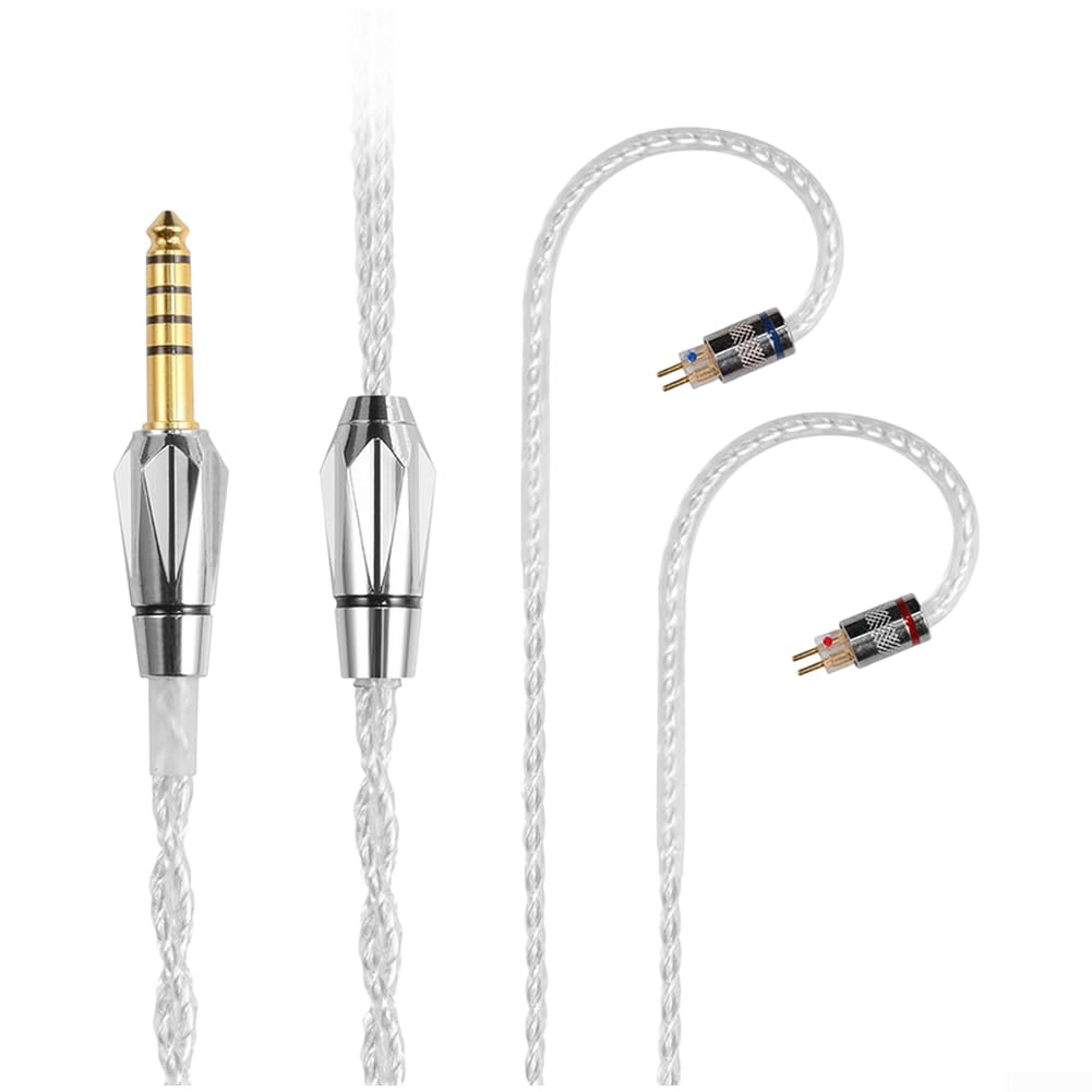Cable de auriculares de 2 pines de 0,78 mm con conductores de cobre chapados en plata de 4 hebras y aislamiento FEP para una transferencia de señal fiable (3,5 mm)