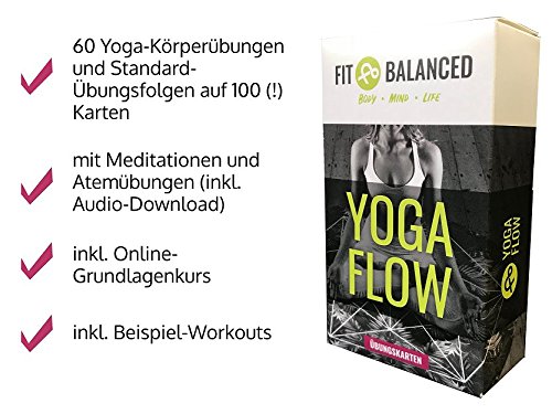 Fit&Balanced Yogabaarten, voor beginners en gevorderden, met 60 yoga-oefeningen, met online introductiecursus, met meditaties en ademoefeningen om te luisteren, yogabroek. - Image 4