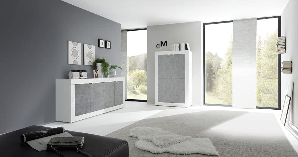Madia Sky Cemento Madia Sky Made In Italy Credenza Moderna Con