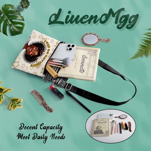 African American Messenger Bag Small Ethnic Pattern Adjustable Strap Crossbody Zipper Pouch Inspiring Phone Organizer Wallet I Can Do Anything Shoulder Handbag for Black Women 7