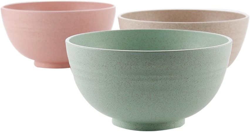 Wheat Straw Bowls 6โ 3 Pack, Eastel Natural Non-Toxin Healthy Eco-Friendly Green Pasta Soup Bowl Sets, Dishwasher Microwave Safe Unbreakable Lightweight Tableware Dinnerware Fruit Snack Containers