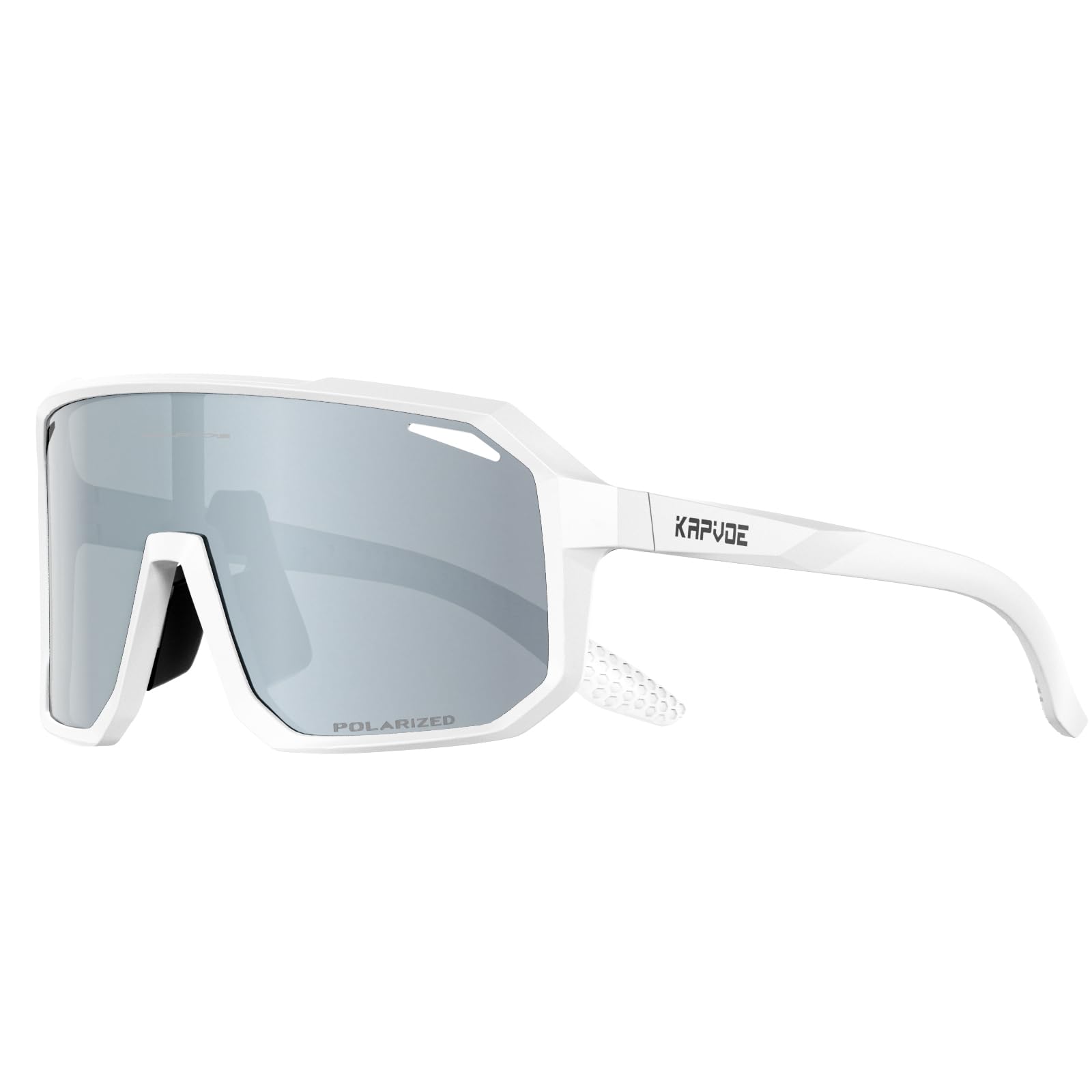 KAPVOE Fahrradbrille Polarisiert Herren Damen Sonnenbrille Sportbrille Radbrille Sportsonnenbrillen Radsportbrille Radfahren MTB Brille Rennrad Triathlon Laufen Wandern Volleyball Silber