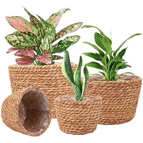 Ufrount Seagrass Planter Basket Set of 4 Cover