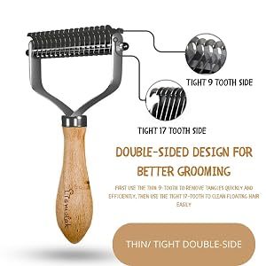 Pet Undercoat Rake for Dogs and Cats, Featuring Double-Sided Steel Blade for Knot Removal and Shedding Control, Complete with Wooden Handle, Suitable for All Hair Types Pet Undercoat Rake for Dogs and Cats, Featuring Double-Sided Steel Blade for Knot Removal and Shedding Control, Complete with Wooden Handle, Suitable for All Hair Types