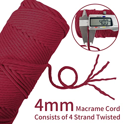 LEREATI Macrame Cord 4mm x 100m, Thick Macrame Rope Natural Cotton Rope Craft String - Image 3