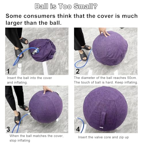 Image of Exercise Ball Chair with Fabric Cover, Standard Size (25inches /65cm), for Home Offices, Balance Training, Yoga Ball