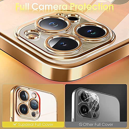 Image of VONZEE TPU Transparent Case Compatible With Iphone 12 Pro Max (6.7 Inch), Luxury Electroplated Soft Edge Bumper Case, Full Camera Protection & Shockproof Case Cover (Gold), Gold