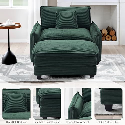 Sillón Oversized Corduroy Verde miniatura 4