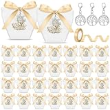 Tenare Lot de 30 Boîtes à Dragées pour Première Communion, Confirmation et Baptême 30 Boîtes Cadeaux de Mariage 30 Porte-Clés Arbre de Vie pour Mariages Anniversaires et Remerciements aux Invités