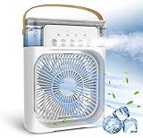 Mini Ar Condicionado Portátil USB Ventilador de Mesa Umidificador Climatizador de Ar Com Tanque de Água Gelo Luz de Led Bivolt 110v 220v (Branco)