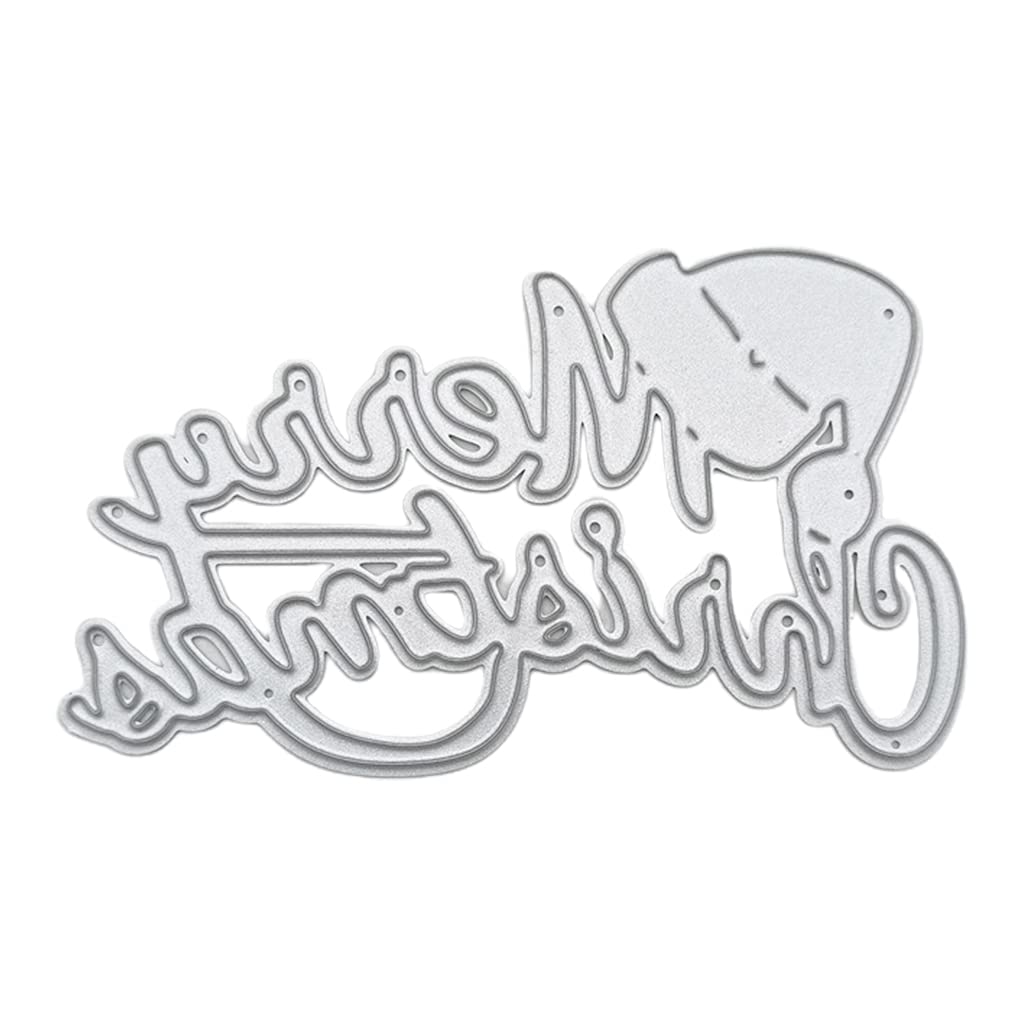 Royjj Silver Merry Christmas Santa Hat Metal Cutting Dies Stencil Scrapbooking Template Knife Die