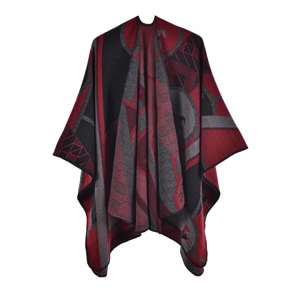 Donne Stampato A Maglia Doppio Lato Scialle Autunno E Inverno Caldo Poncho Mantelli Mantelli Mantelli