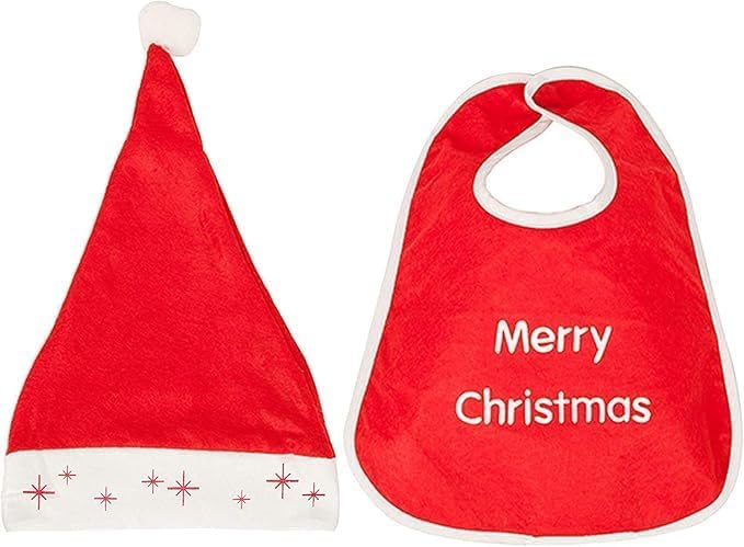 The Tie Company Christmas Unisex Baby Bib & Hat Set – Adorable Feeding Bib for Newborns & Toddlers – Perfect for Baby’s First Christmas