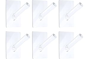 Jetec 6 Pieces Clear Acrylic Hat Hook Wall Mount Adhesive Hat Rack...