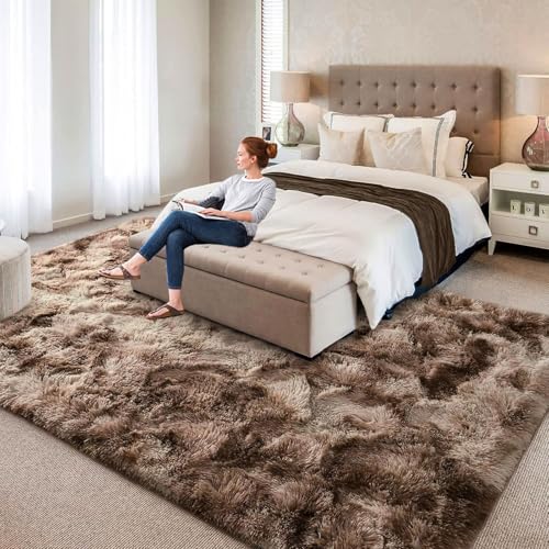 Tapis salon moderne 200 x 310 cm grand format et doux de couleur brun - 7