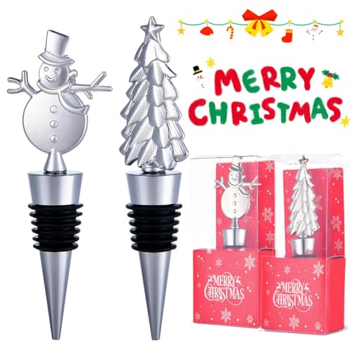 Christmas Wine Bottle Stoppers Set of 2, Wine stoppers for Christmas Thanksgiving Halloween and Easter Decorative, Xmas Wine Stoppers Gift for Hostess - Wine Corker/Wine Bottle Sealer