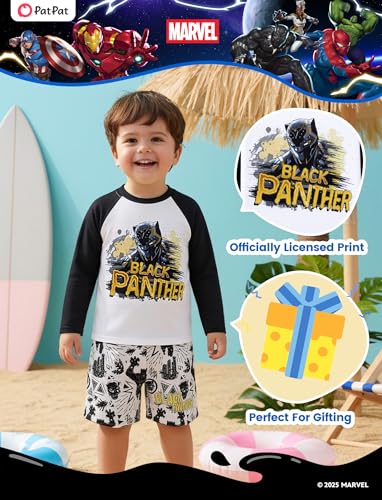 Image of Disney Marvel Spiderman Swimsuit Rash Guard Shirt & Swim Trunks Stitch Boys Swim Set UPF 50+ Summer Kids Bathing Suit 3M-13T