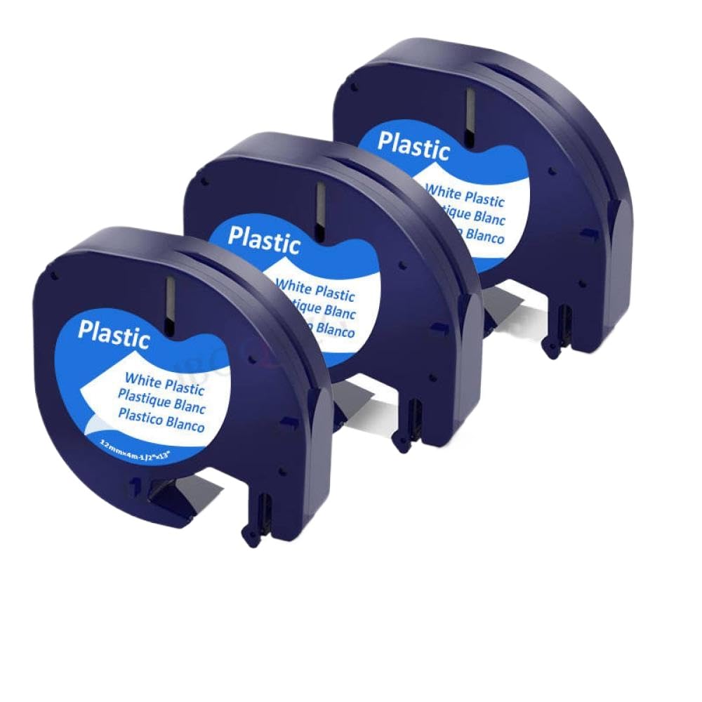 Cinta de Etiquetas Compatible con rotuladoras QX 50 XR XM 2000 Plus(3PK Plastic White)
