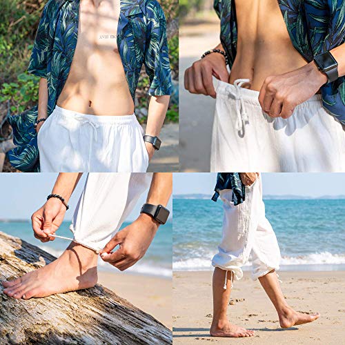 Candyhusky Men Casual Lounge Jogging Workout Yoga Pants Elastic Waist Drawstring Xl/Xxl, White #TOP2