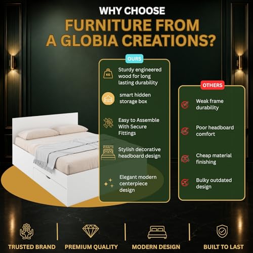 Image of Bridon King Size Drawer Bed, Engineered Wood, Frosty White Finish | Storage & Durability | Knock-Down Delivery