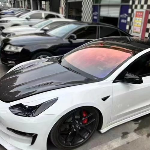 Image of Chameleon Charming Red Windshield Tint 89.3% VLT Car Front Window Tint Colorful Red Color Change Effect Car Window Solar Protection Film, 39.37 inch x 118.11 inch