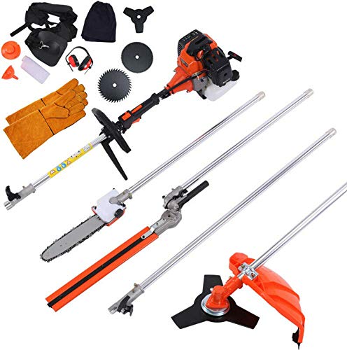 DatingDay 52cc 6 in 1 Gas Petrol Hedge Trimmer Brush Cutter Chainsaw Multifunctional