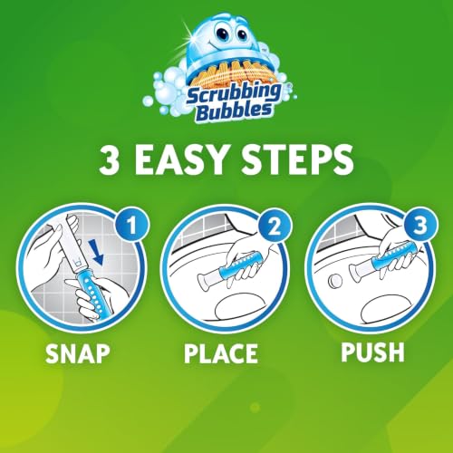 Image of Scrubbing Bubbles Fresh Gel Toilet Bowl Cleaning Stamps, Helps Keep Toilet Clean and Helps Prevent Limescale & Rings, Lavender Scent, 1 Dispenser with 6 Fresh Gel Stamps (Pack of 2)